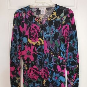 Karen Kane Women's Vibrant Floral Long Sleeve Top - Pink, Blue, Black